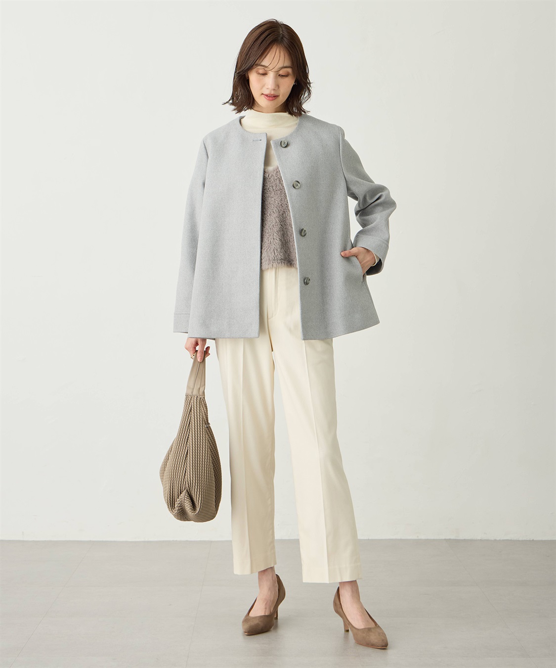 A/C DESIGN BY ALPHA CUBIC ノーカラーショートコート【軽量】_sub_7