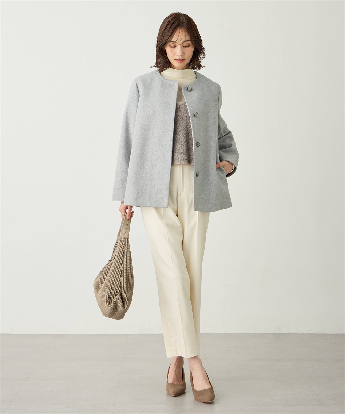 A/C DESIGN BY ALPHA CUBIC ノーカラーショートコート【軽量】_sub_8