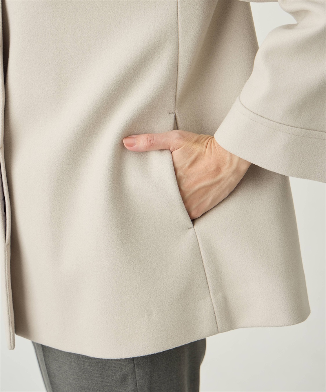 A/C DESIGN BY ALPHA CUBIC ノーカラーショートコート【軽量】_sub_15