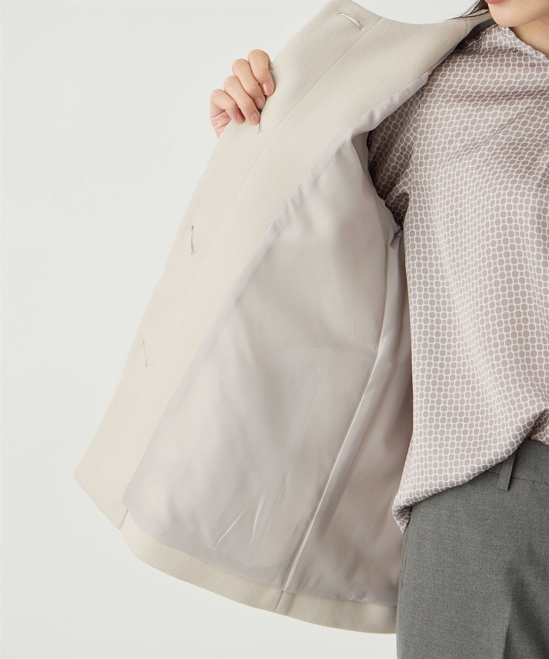 A/C DESIGN BY ALPHA CUBIC ノーカラーショートコート【軽量】_sub_17