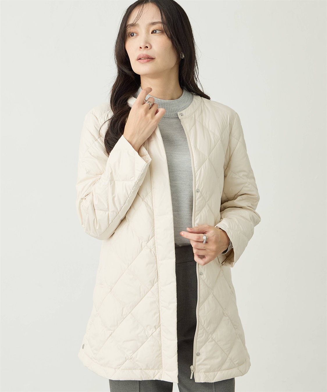 美品✨アーバンリサーチ ライトダウンキルトコート アイボリー M 近年モデル セール】ライトダウンキルトコート（ダウンジャケット/コート