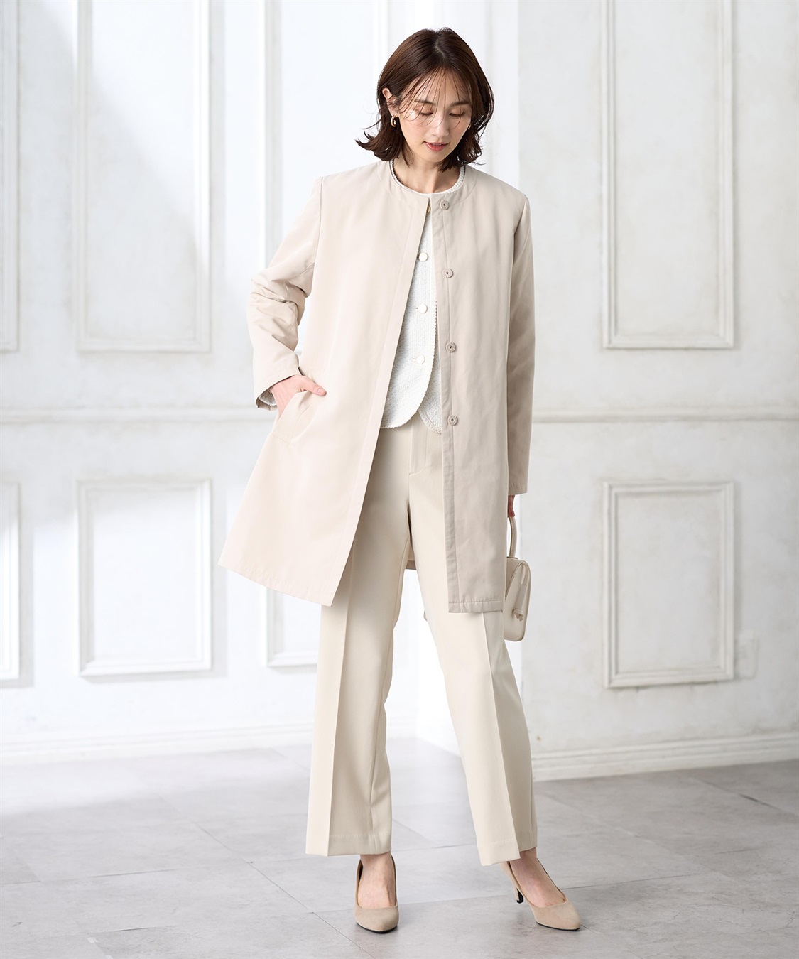 A/C DESIGN BY ALPHA CUBIC スーパーウォームグログランノーカラーコート【はっ水・軽量】_sub_7