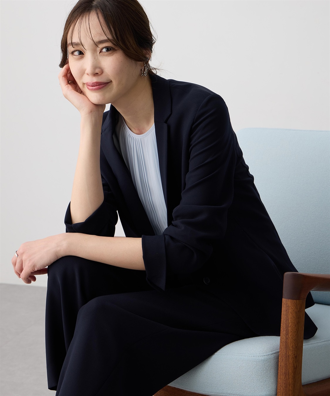 A/C DESIGN BY ALPHA CUBIC ストレッチジョーゼットテーラードジャケット【接触冷感・UVカット・吸水速乾・セットアップ対応】_sub_1