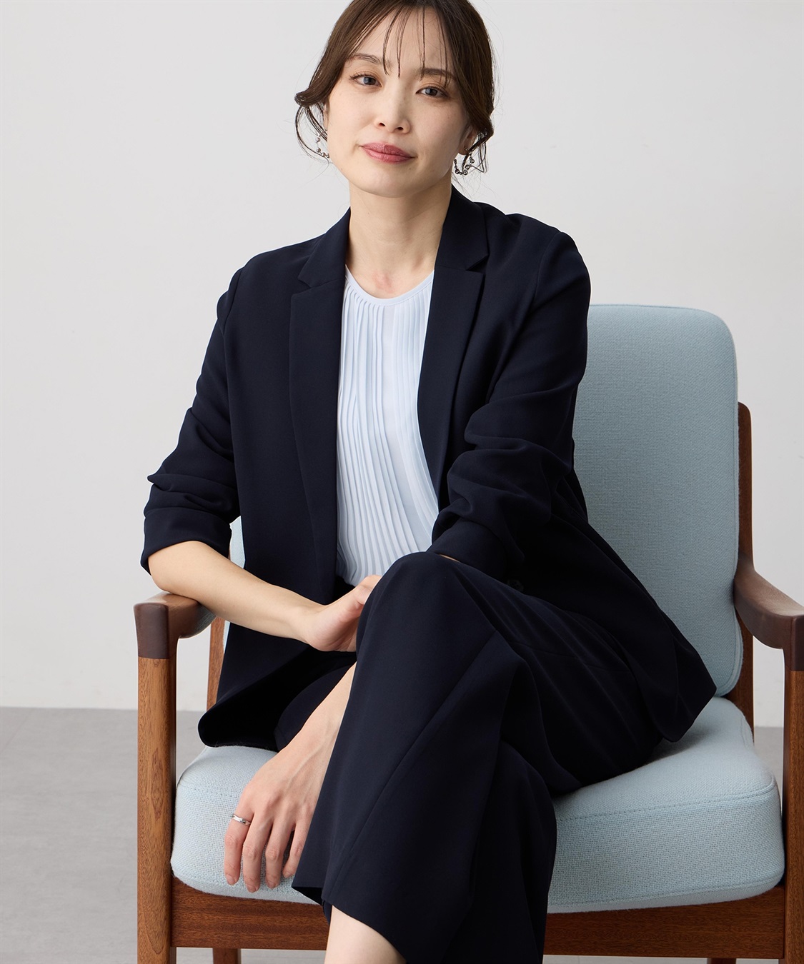 A/C DESIGN BY ALPHA CUBIC ストレッチジョーゼットテーラードジャケット【接触冷感・UVカット・吸水速乾・セットアップ対応】_sub_7