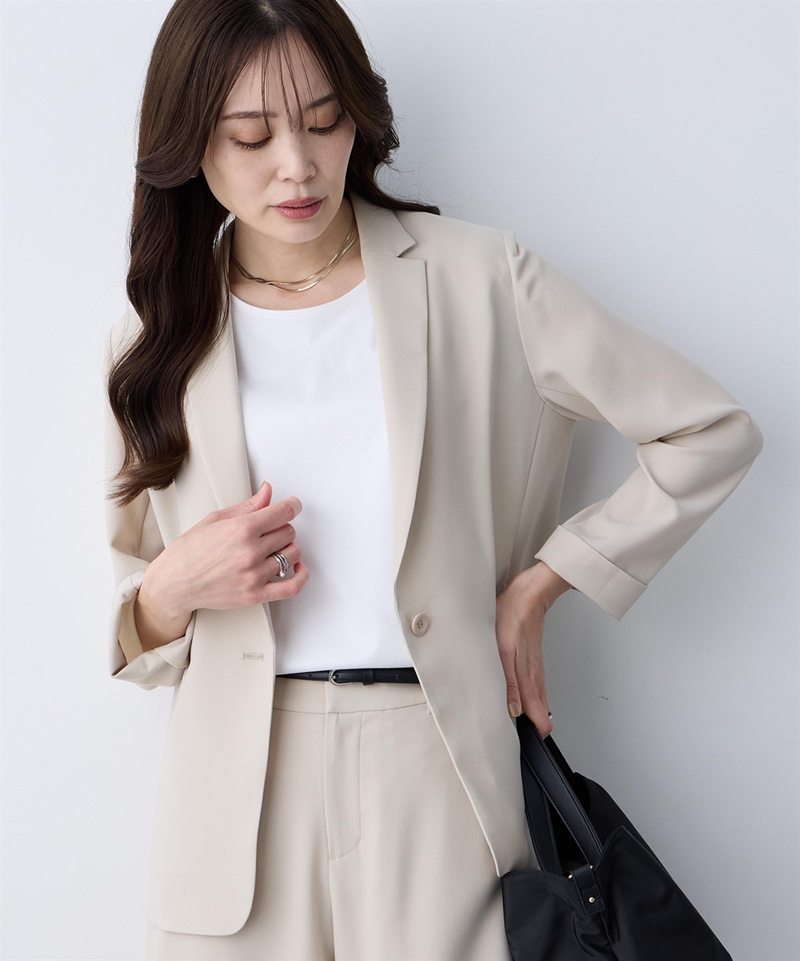 A/C DESIGN BY ALPHA CUBIC ストレッチジョーゼットテーラードジャケット【接触冷感・UVカット・吸水速乾・セットアップ対応】_sub_12