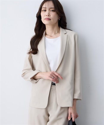 A/C DESIGN BY ALPHA CUBIC ストレッチジョーゼットテーラードジャケット【接触冷感・UVカット・吸水速乾・セットアップ対応】_subthumb_13