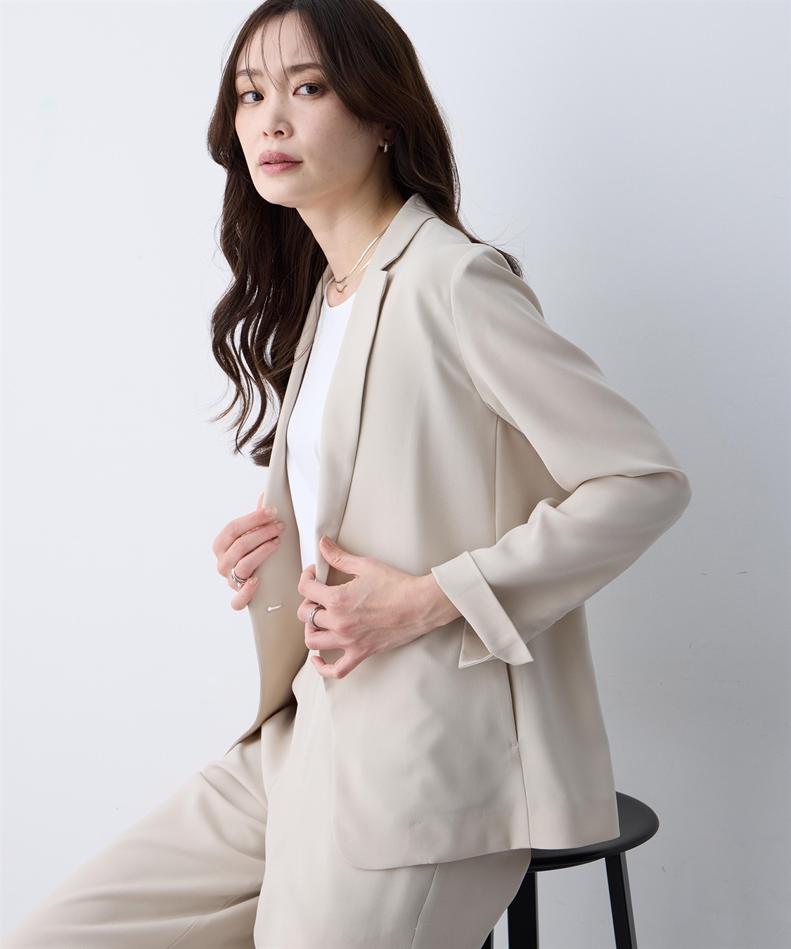 A/C DESIGN BY ALPHA CUBIC ストレッチジョーゼットテーラードジャケット【接触冷感・UVカット・吸水速乾・セットアップ対応】_sub_14