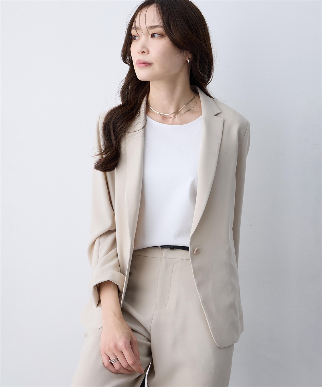 A/C DESIGN BY ALPHA CUBIC ストレッチジョーゼットテーラードジャケット【接触冷感・UVカット・吸水速乾・セットアップ対応】_sub_15