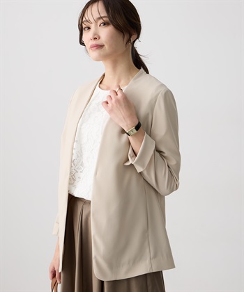 A/C DESIGN BY ALPHA CUBIC ストレッチジョーゼットカラーレスジャケット【接触冷感・UVカット・吸水速乾・セットアップ対応】_subthumb_3