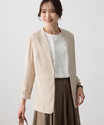 A/C DESIGN BY ALPHA CUBIC ストレッチジョーゼットカラーレスジャケット【接触冷感・UVカット・吸水速乾・セットアップ対応】_subthumb_4