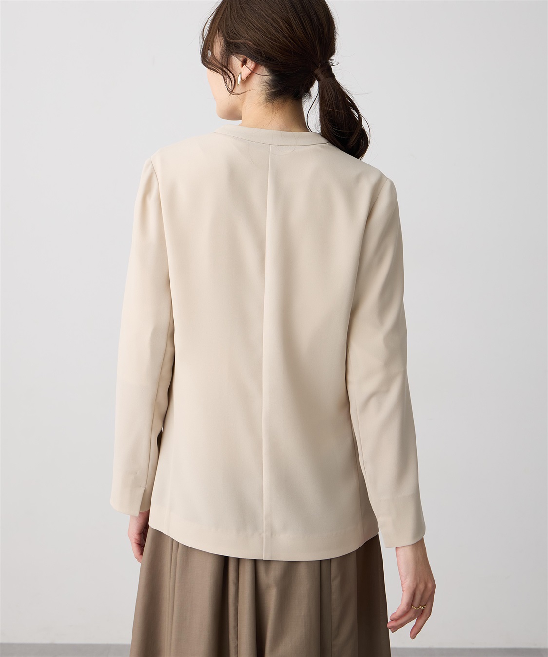 A/C DESIGN BY ALPHA CUBIC ストレッチジョーゼットカラーレスジャケット【接触冷感・UVカット・吸水速乾・セットアップ対応】_sub_7