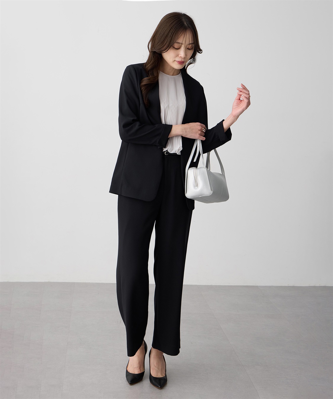 A/C DESIGN BY ALPHA CUBIC ストレッチジョーゼットカラーレスジャケット【接触冷感・UVカット・吸水速乾・セットアップ対応】_sub_11