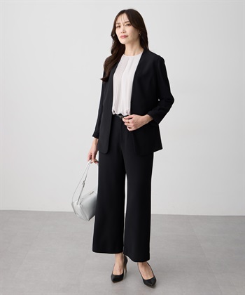 A/C DESIGN BY ALPHA CUBIC ストレッチジョーゼットカラーレスジャケット【接触冷感・UVカット・吸水速乾・セットアップ対応】_subthumb_12