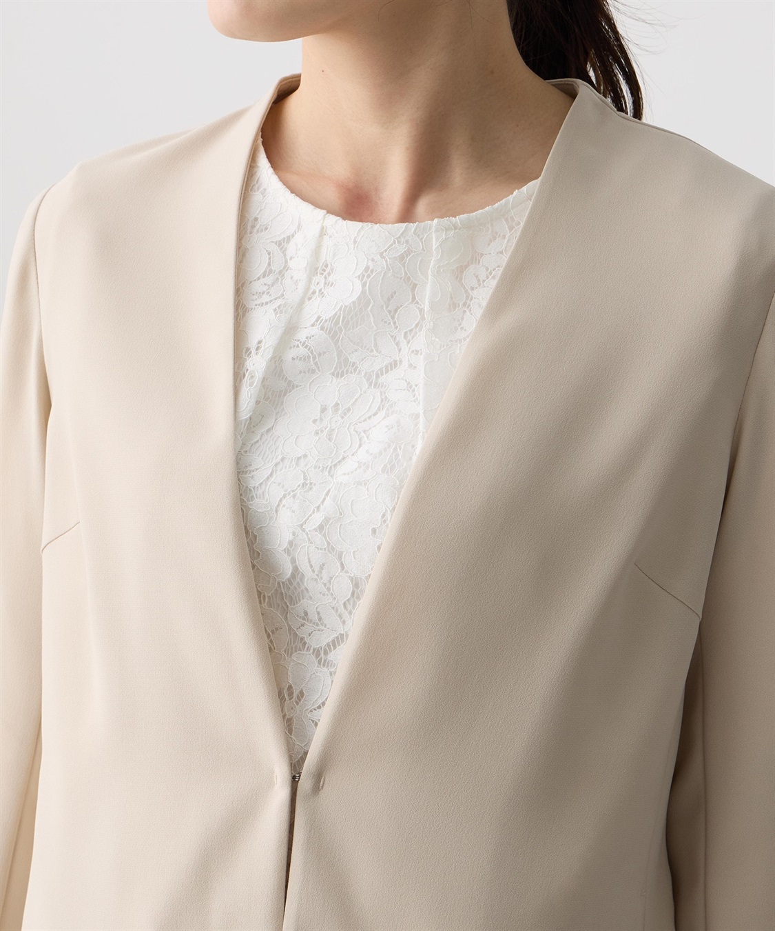 A/C DESIGN BY ALPHA CUBIC ストレッチジョーゼットカラーレスジャケット【接触冷感・UVカット・吸水速乾・セットアップ対応】_sub_16