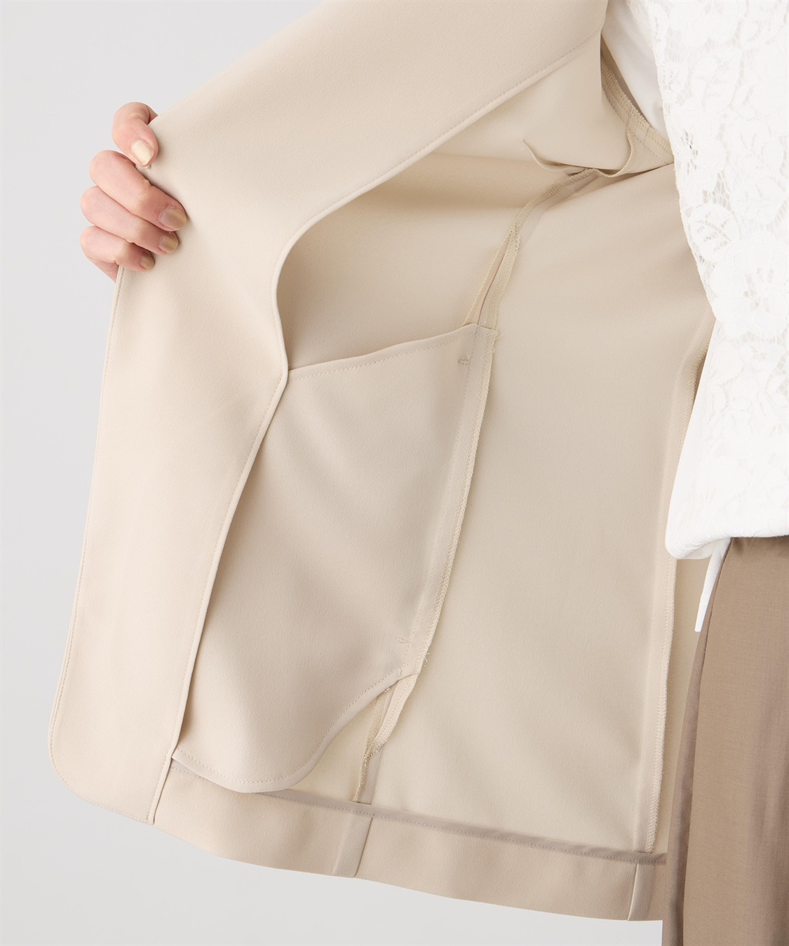 A/C DESIGN BY ALPHA CUBIC ストレッチジョーゼットカラーレスジャケット【接触冷感・UVカット・吸水速乾・セットアップ対応】_sub_20