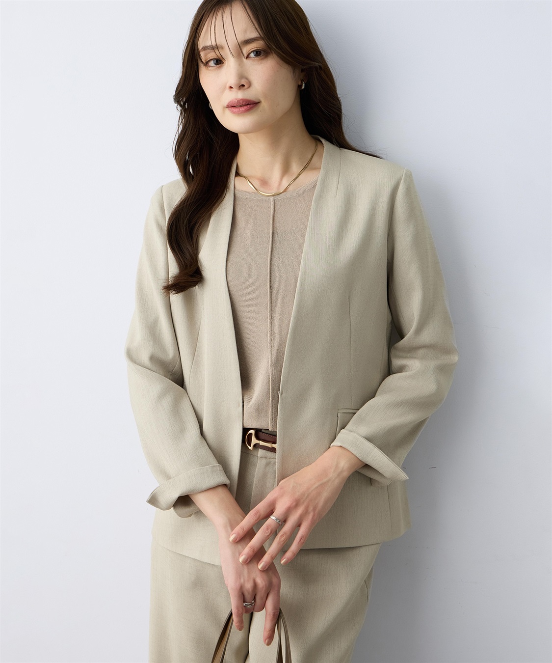 A/C DESIGN BY ALPHA CUBIC リネンライクカラーレスジャケット【セットアップ対応】_sub_9