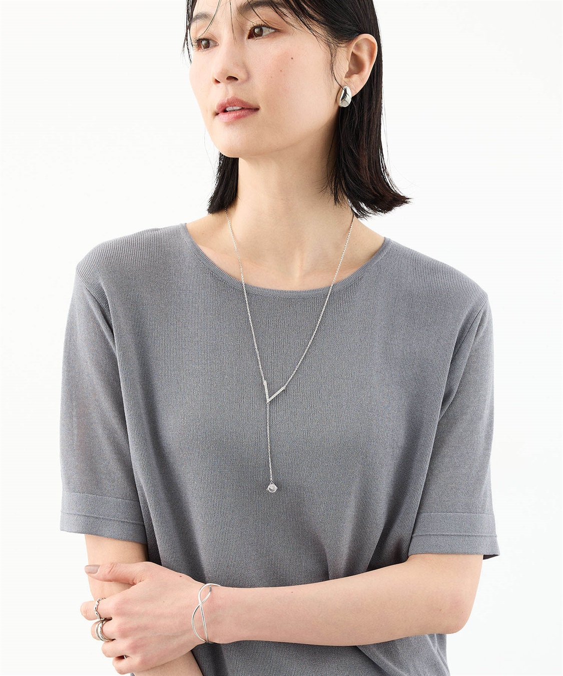 A/C DESIGN BY ALPHA CUBIC Vモチーフビジューネックレス_sub_1