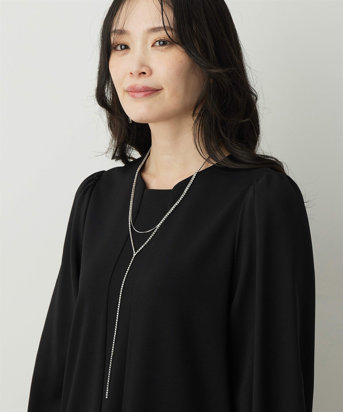 A/C DESIGN BY ALPHA CUBIC ラインストーンチェーンネックレス_sub_1