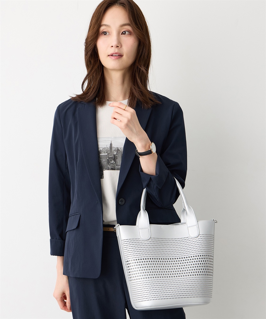 A/C DESIGN BY ALPHA CUBIC パンチング合皮2WAYトートバッグ_sub_3