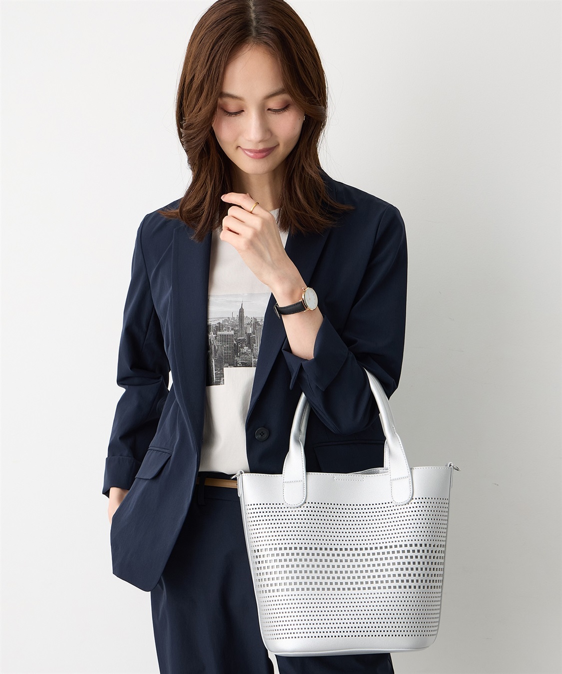 A/C DESIGN BY ALPHA CUBIC パンチング合皮2WAYトートバッグ_sub_4