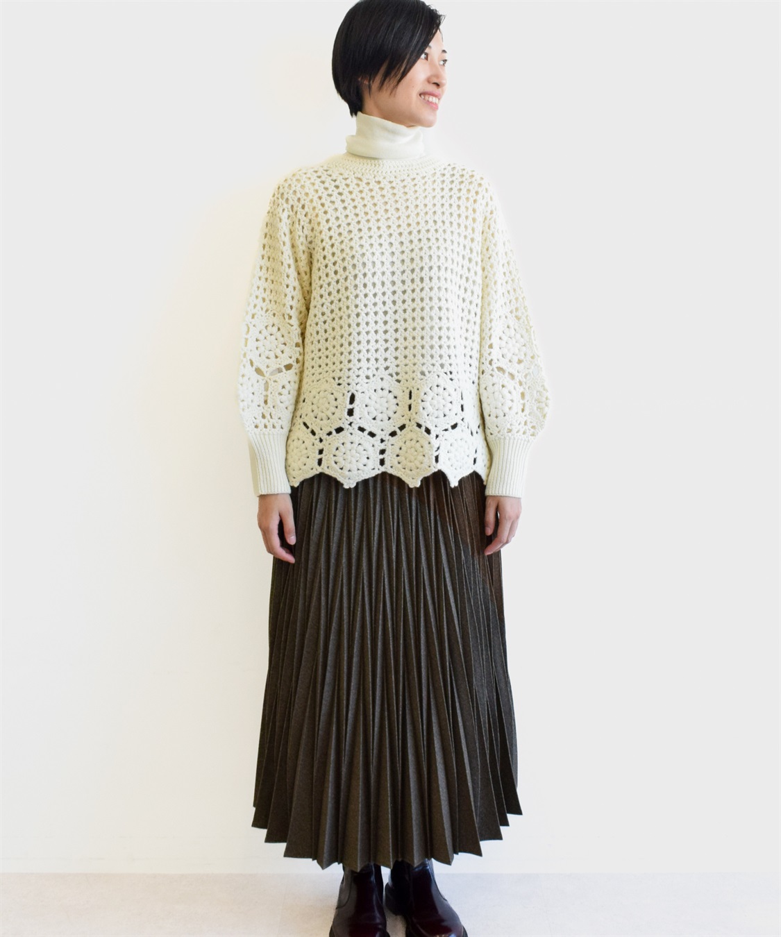 プロエンザスクーラーコットンクロシェ編フリンジニットトップスホワイトブラック黒白 クロシェットニット ATSURO TAYAMA｜クロスプラス公式通販サイト