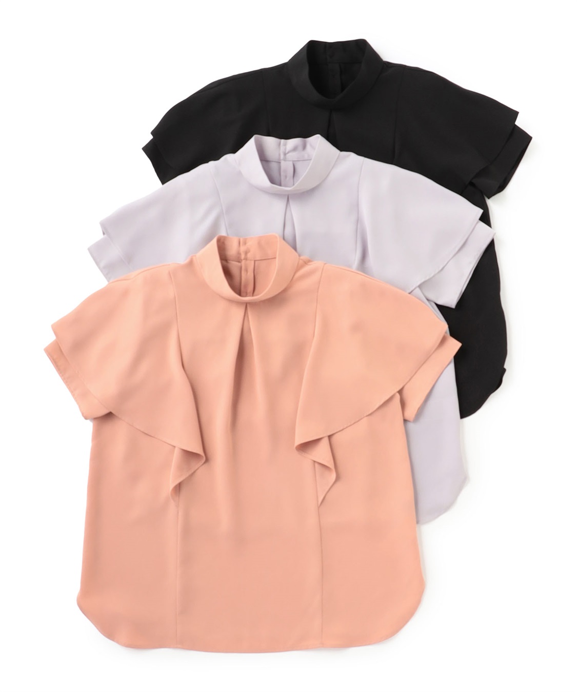 ATSURO TAYAMA ポリエステルギャバジンラッフルブラウス_sub_1