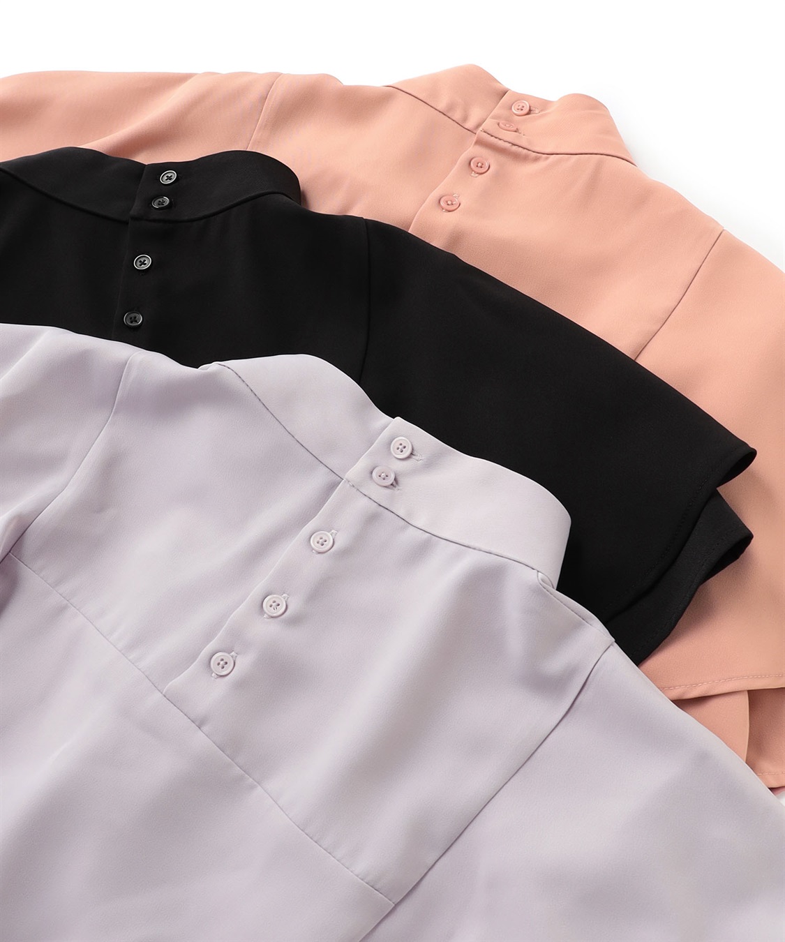 ATSURO TAYAMA ポリエステルギャバジンラッフルブラウス_sub_3