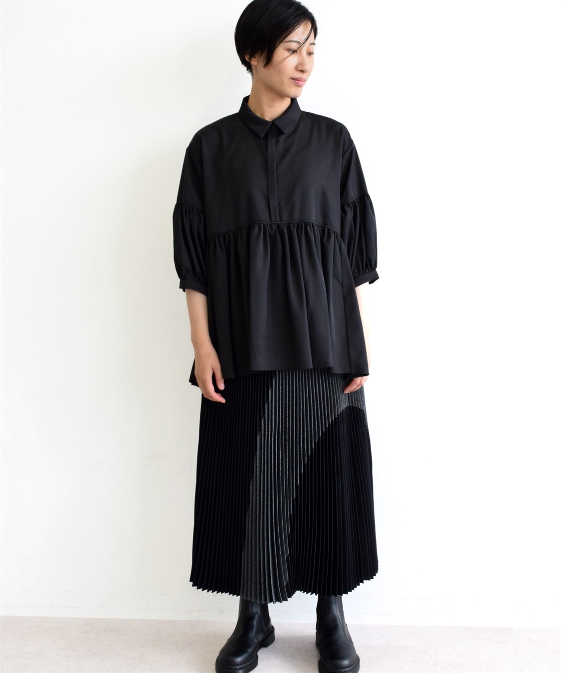 ATSURO TAYAMA 切り替えギャザーチュニックシャツ_sub_12