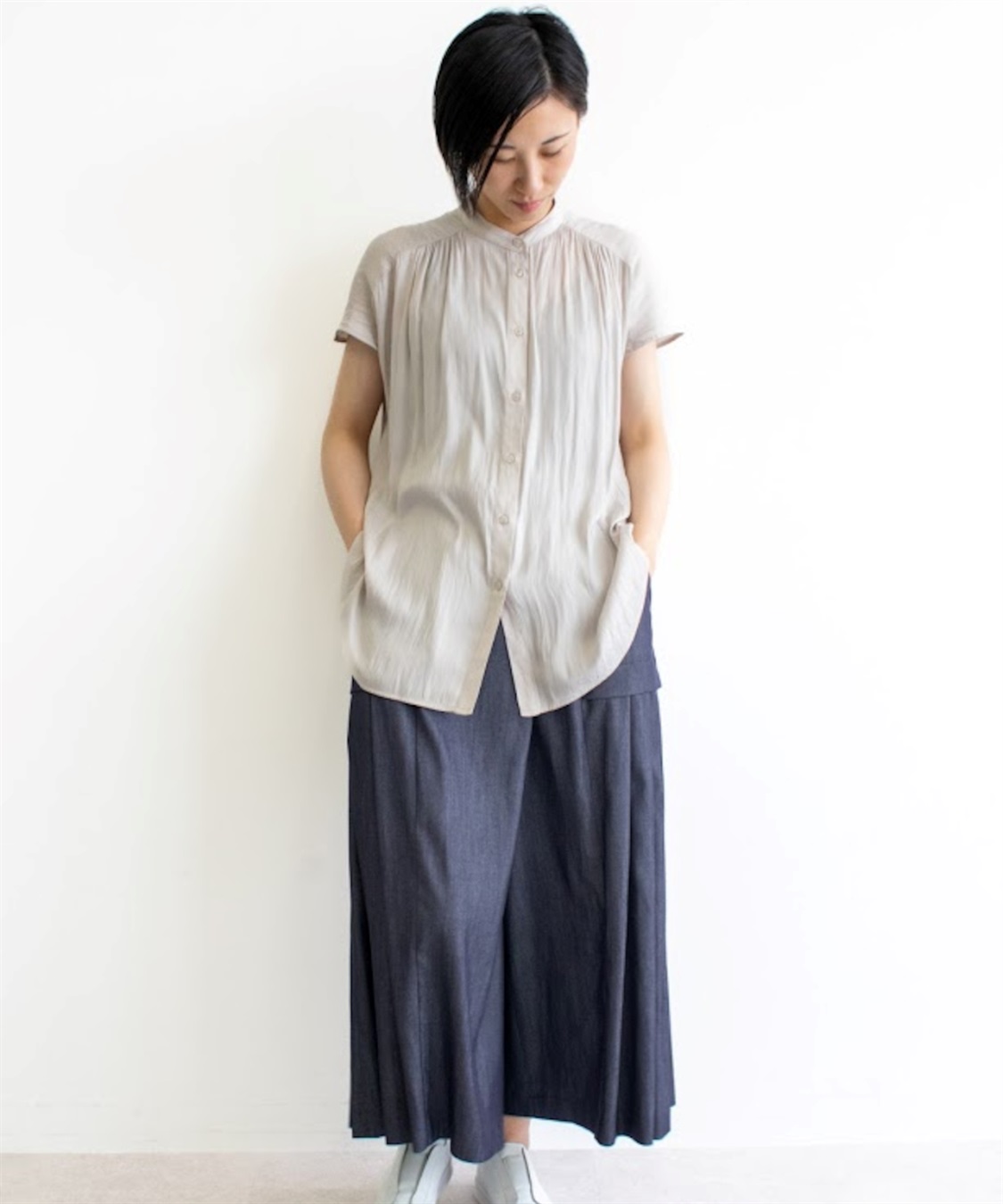 ATSURO TAYAMA バンドカラーフレンチスリーブシャツ_sub_4