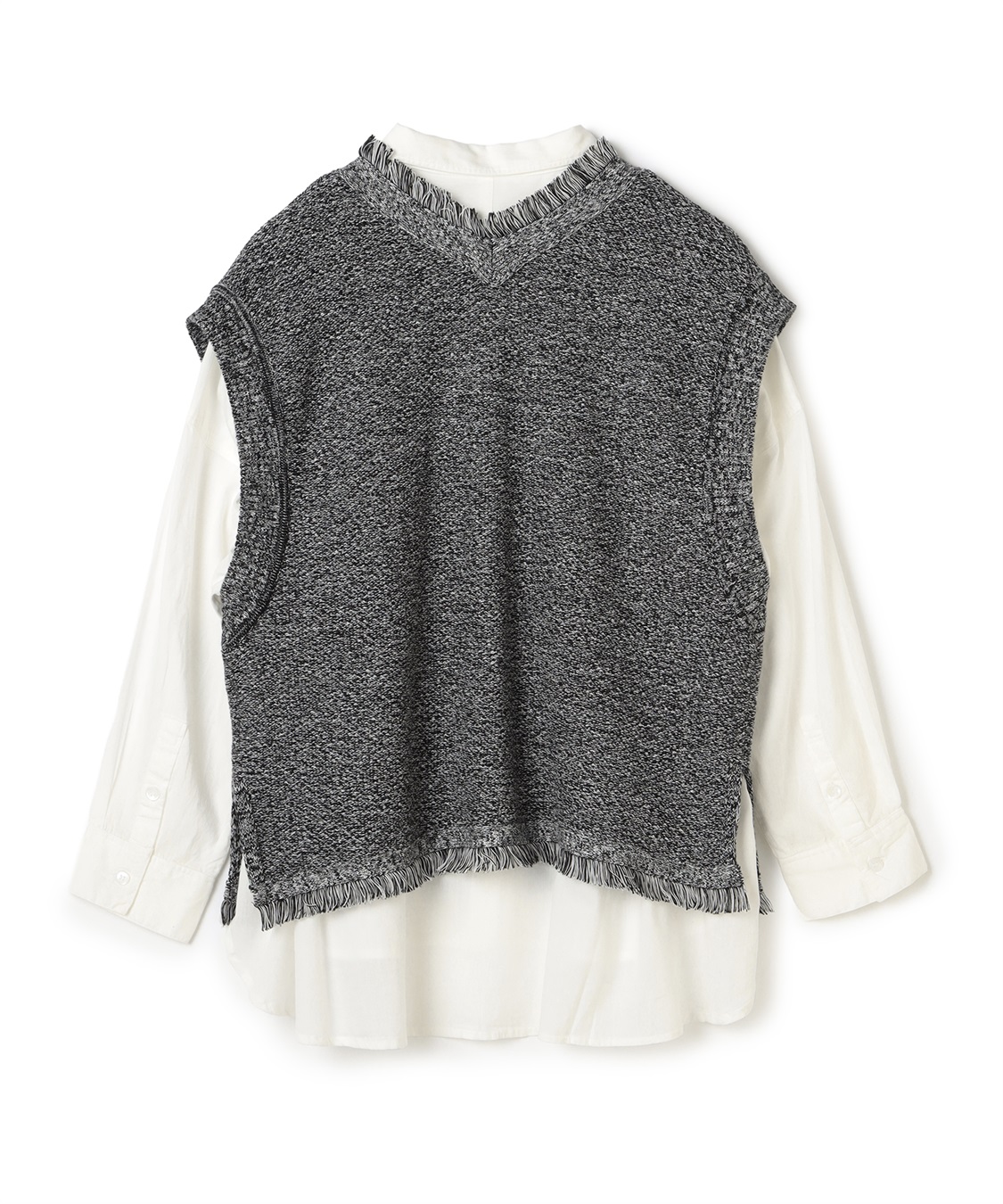 ATSURO TAYAMA ブラウスつきツイード風ニットベスト_sub_1