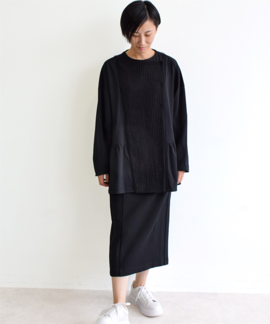 ATSURO TAYAMA 異素材切り替えペプラムカーデ_sub_8