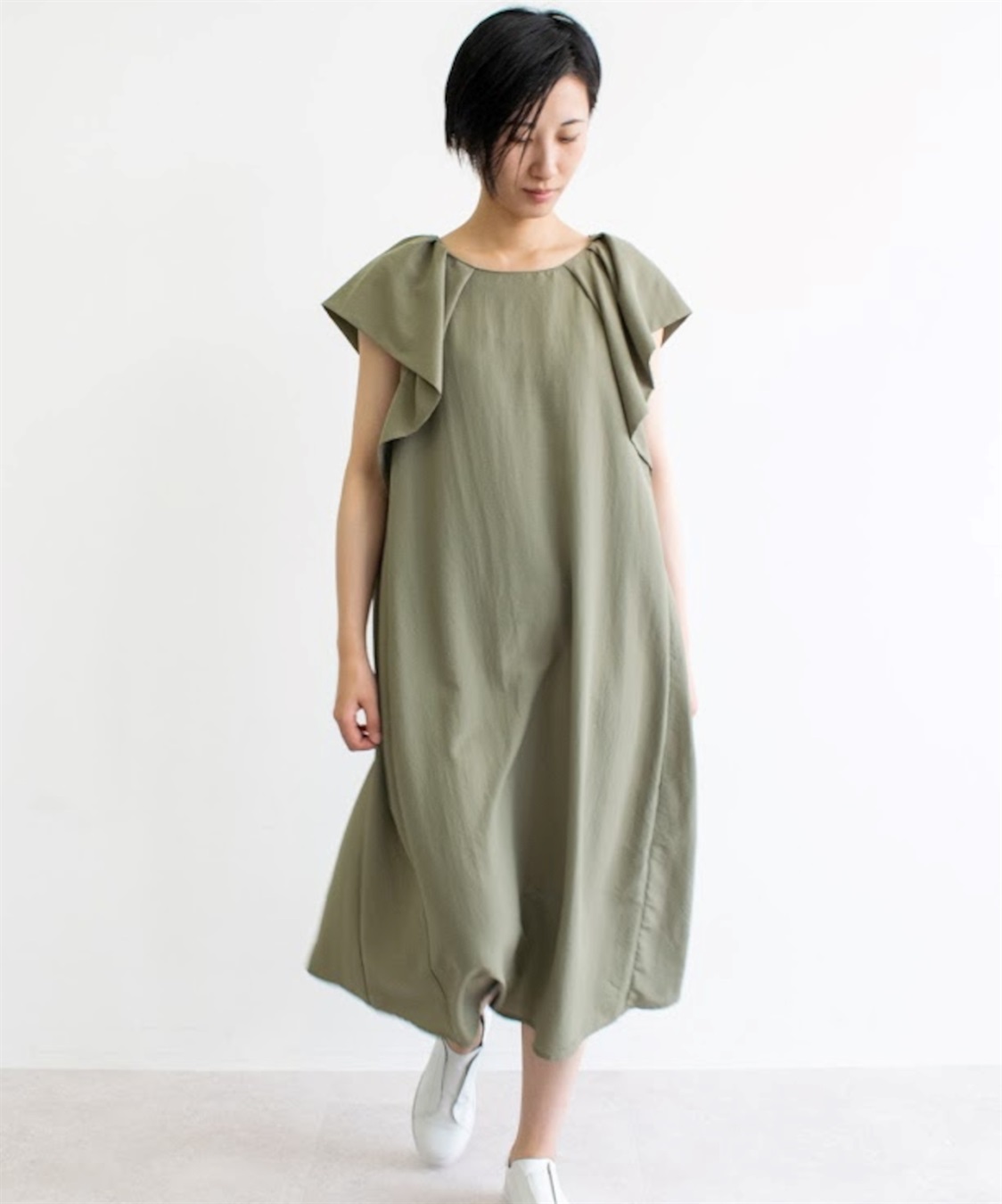 ATSURO TAYAMA フリル袖ロング丈ワンピース_sub_6