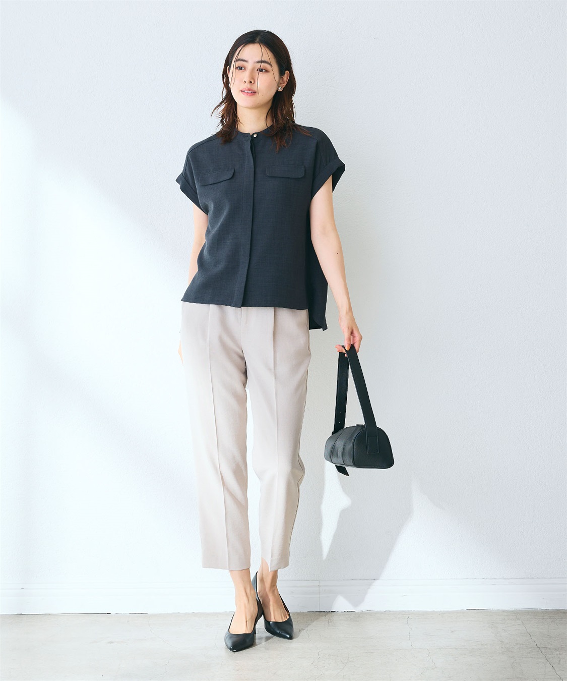 CROSS FUNCTION 【メディア掲載】《シワになりにくい》サマナチュラバンドカラーブラウス【CF/クロスファンクション】_sub_8