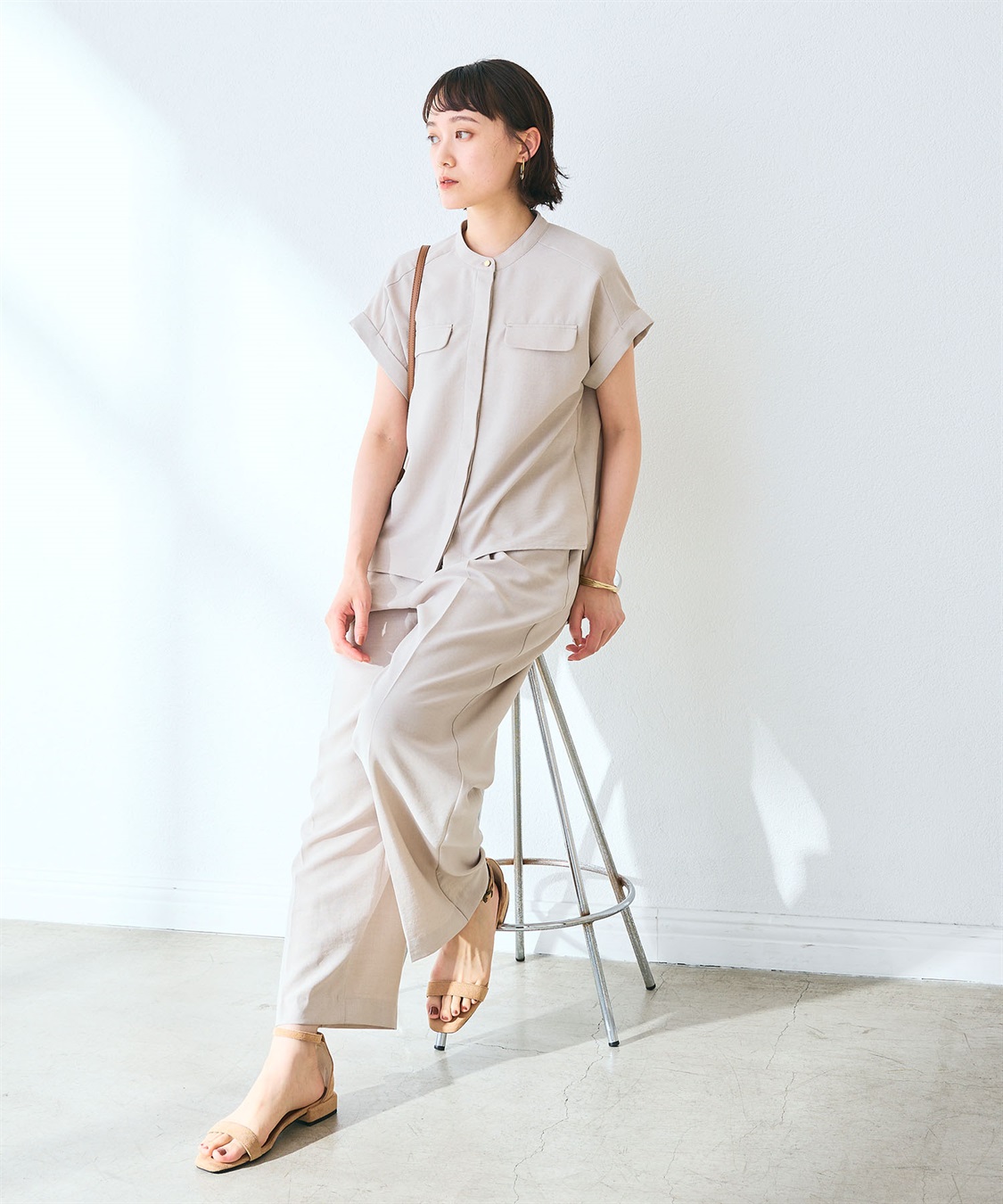 CROSS FUNCTION 【メディア掲載】《シワになりにくい》サマナチュラバンドカラーブラウス【CF/クロスファンクション】_sub_10