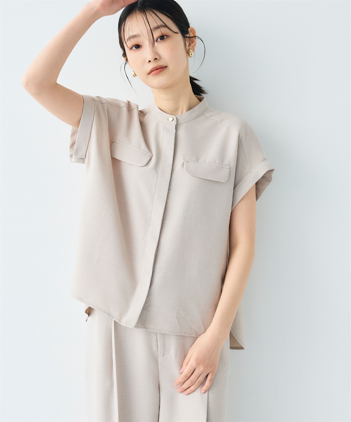 CROSS FUNCTION 【メディア掲載】《シワになりにくい》サマナチュラバンドカラーブラウス【CF/クロスファンクション】_sub_11