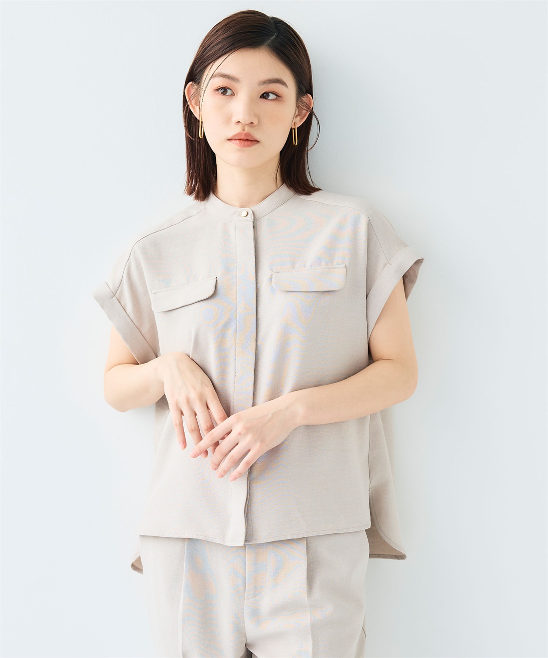 CROSS FUNCTION 【メディア掲載】《シワになりにくい》サマナチュラバンドカラーブラウス【CF/クロスファンクション】_sub_14