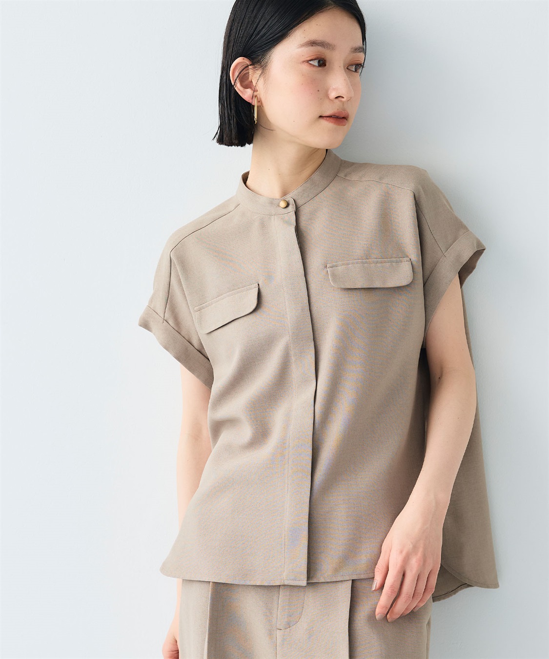 CROSS FUNCTION 【メディア掲載】《シワになりにくい》サマナチュラバンドカラーブラウス【CF/クロスファンクション】_sub_15