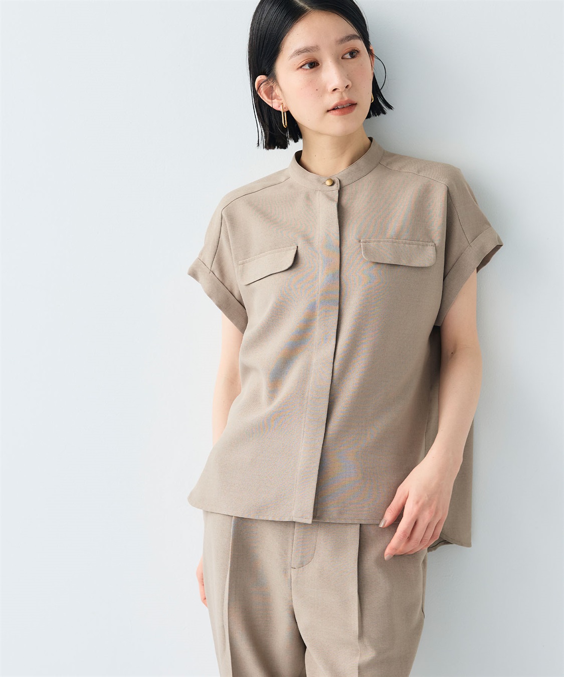 CROSS FUNCTION 【メディア掲載】《シワになりにくい》サマナチュラバンドカラーブラウス【CF/クロスファンクション】_sub_16