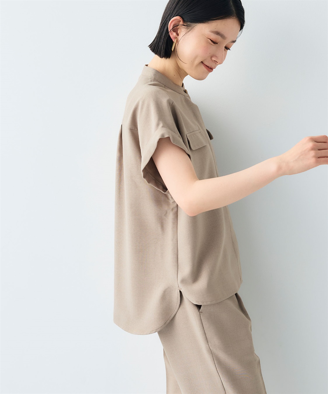 CROSS FUNCTION 【メディア掲載】《シワになりにくい》サマナチュラバンドカラーブラウス【CF/クロスファンクション】_sub_17