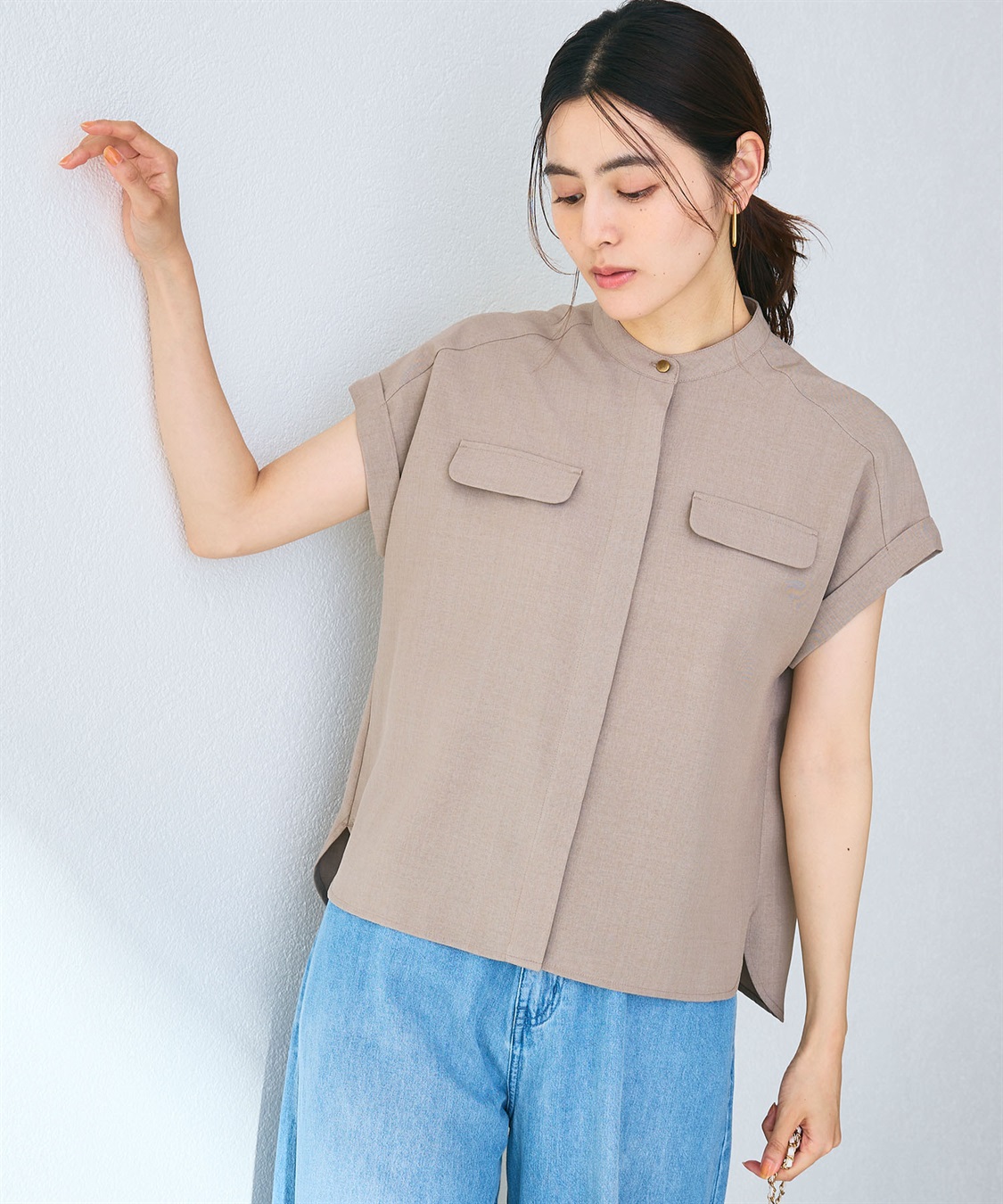 CROSS FUNCTION 【メディア掲載】《シワになりにくい》サマナチュラバンドカラーブラウス【CF/クロスファンクション】_sub_19