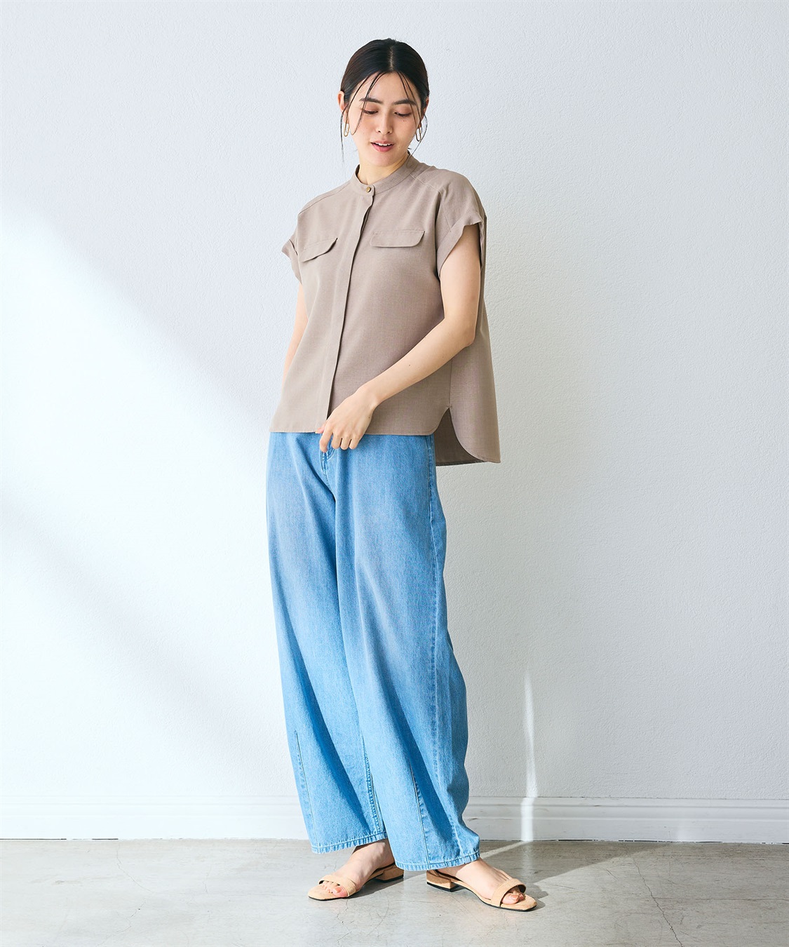 CROSS FUNCTION 【メディア掲載】《シワになりにくい》サマナチュラバンドカラーブラウス【CF/クロスファンクション】_sub_20