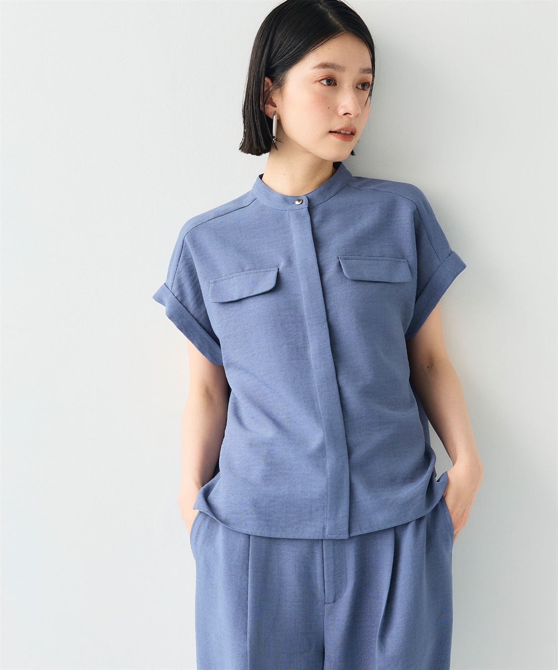 CROSS FUNCTION 【メディア掲載】《シワになりにくい》サマナチュラバンドカラーブラウス【CF/クロスファンクション】_sub_21