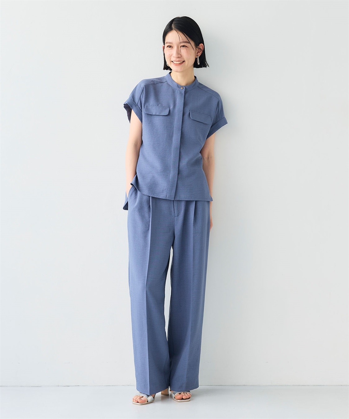 CROSS FUNCTION 【メディア掲載】《シワになりにくい》サマナチュラバンドカラーブラウス【CF/クロスファンクション】_sub_22