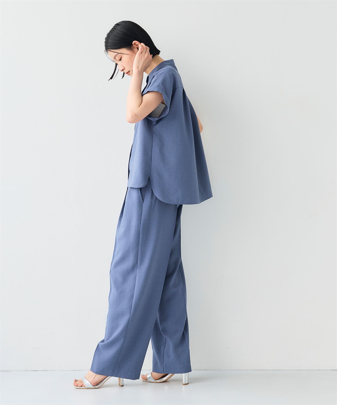 CROSS FUNCTION 【メディア掲載】《シワになりにくい》サマナチュラバンドカラーブラウス【CF/クロスファンクション】_sub_23