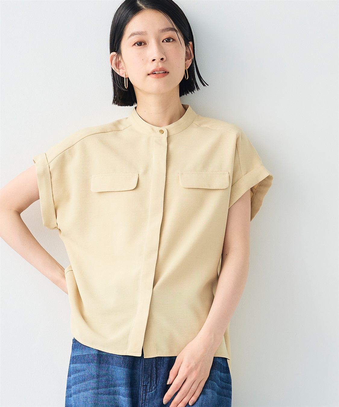 CROSS FUNCTION 【メディア掲載】《シワになりにくい》サマナチュラバンドカラーブラウス【CF/クロスファンクション】_sub_24