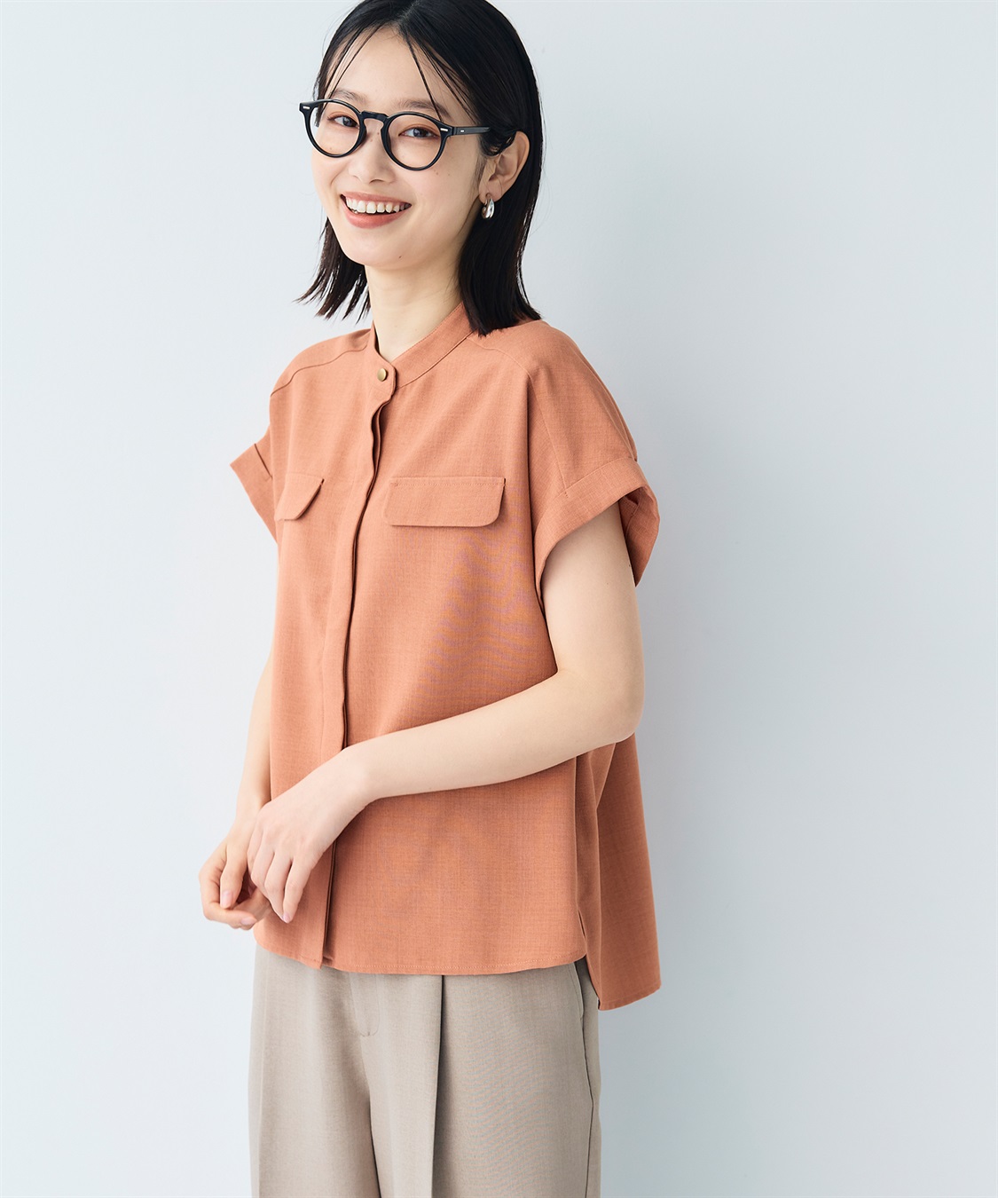 CROSS FUNCTION 【メディア掲載】《シワになりにくい》サマナチュラバンドカラーブラウス【CF/クロスファンクション】_sub_25