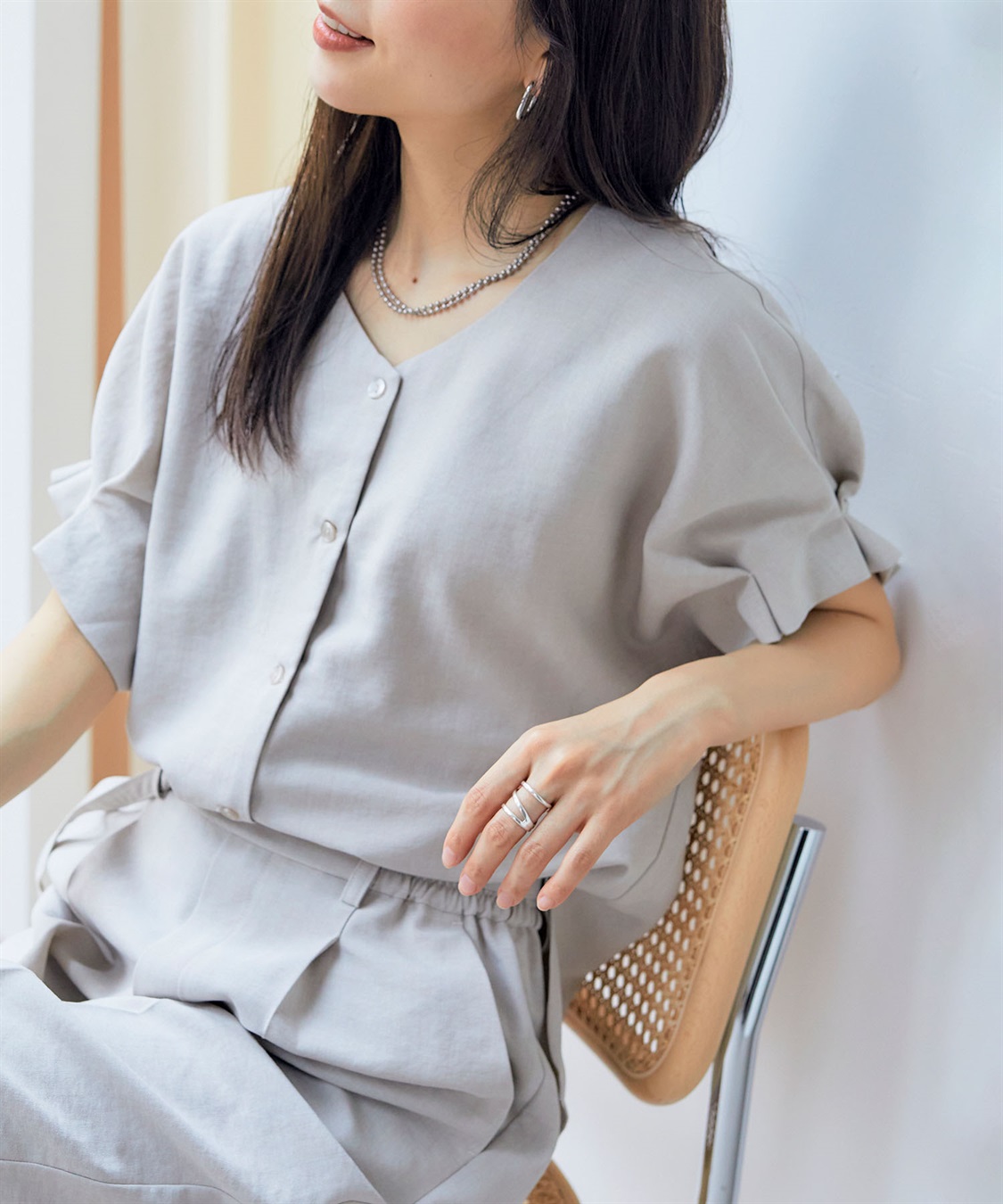 シワになりにくい》サマナチュラ袖ボリュームタックブラウス【CF シワになりにくい》サマナチュラ袖ボリュームタックブラウス【CF