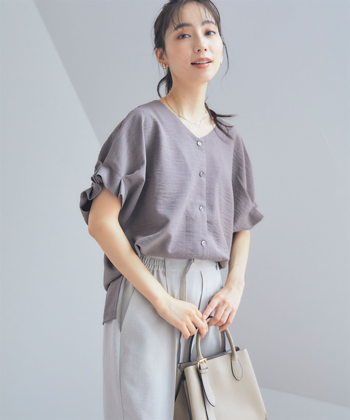 CROSS FUNCTION 《シワになりにくい》サマナチュラ袖ボリュームタックブラウス【CF/クロスファンクション】_sub_3