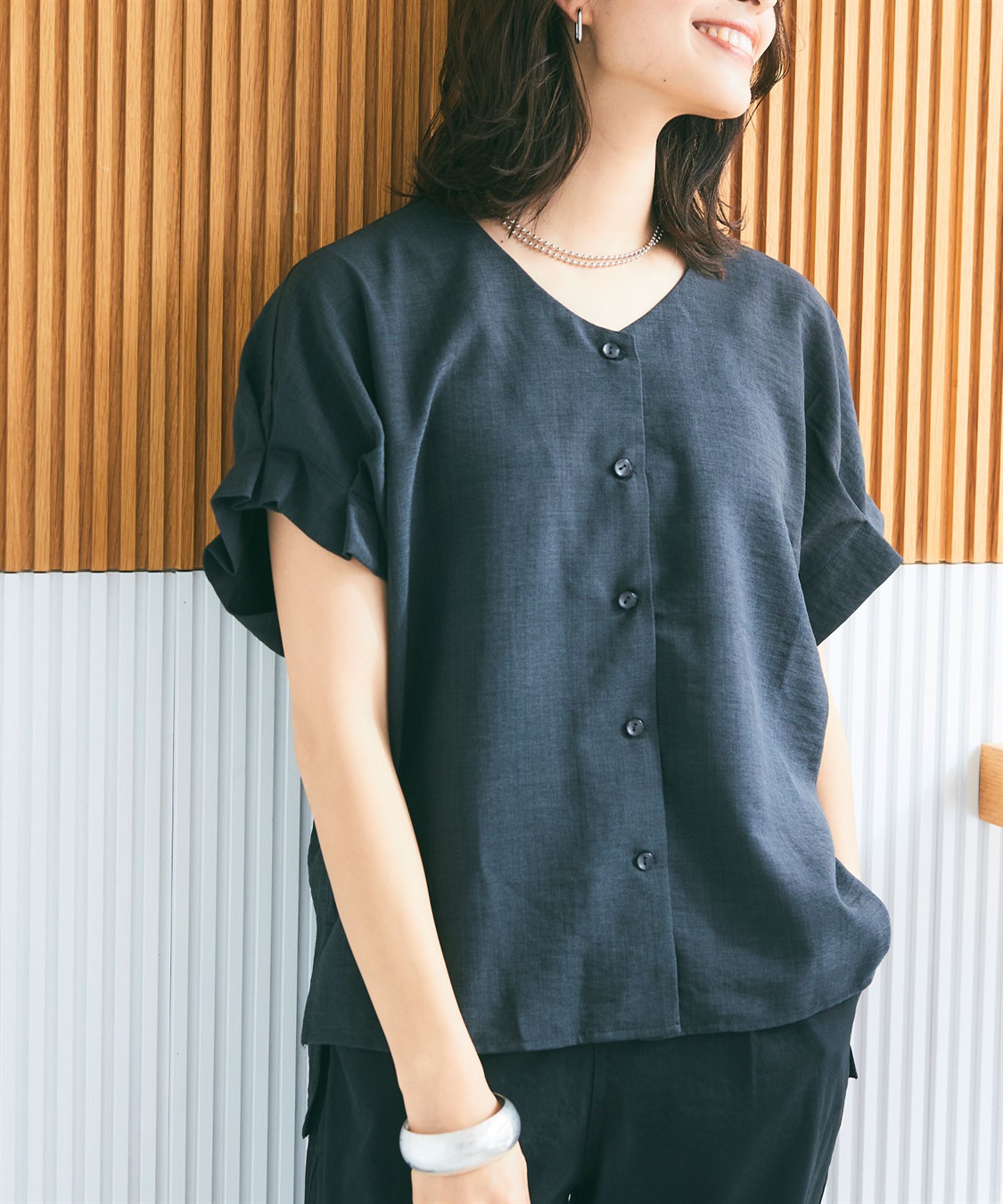 CROSS FUNCTION 《シワになりにくい》サマナチュラ袖ボリュームタックブラウス【CF/クロスファンクション】_sub_6