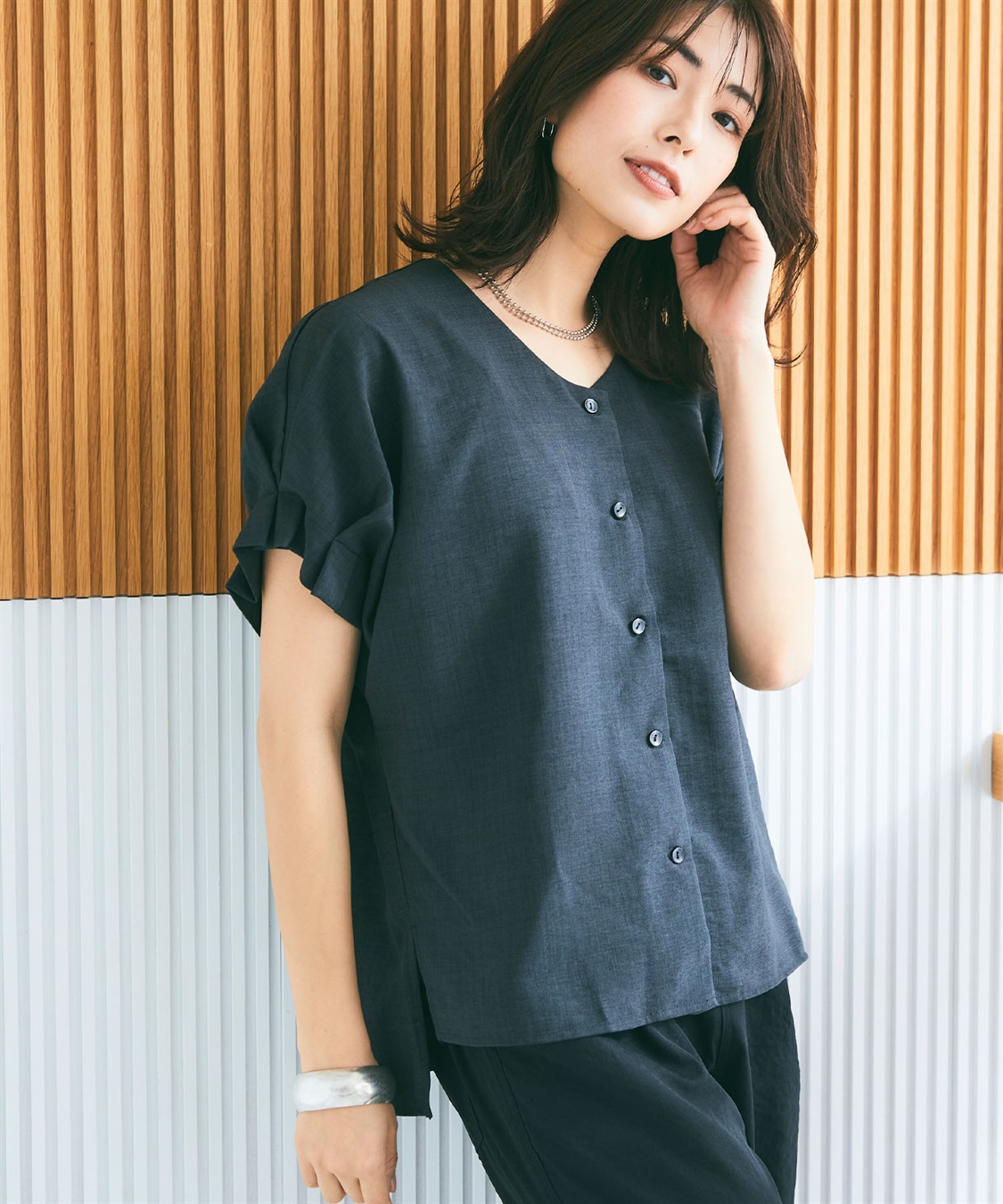 CROSS FUNCTION 《シワになりにくい》サマナチュラ袖ボリュームタックブラウス【CF/クロスファンクション】_sub_7